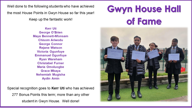 Gwyn House Hall of Fame