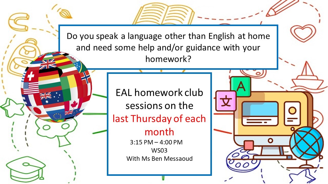 EAL Homework Club Poster 2023 24