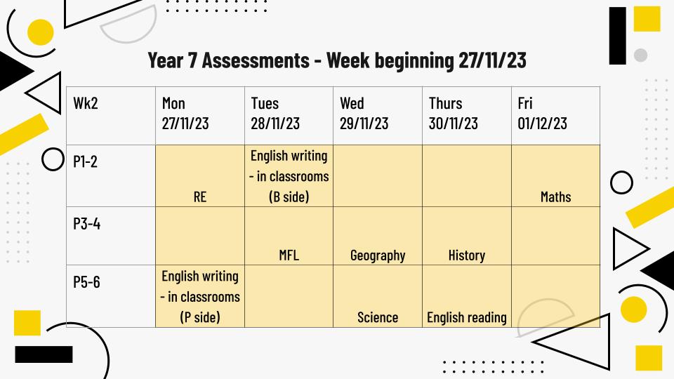 Bonus Pastor Year 7 8 Assessment Timetable 2023