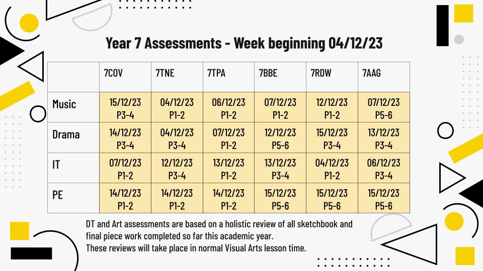 Bonus Pastor Year 7 8 Assessment Timetable 2023 1