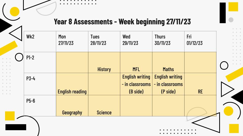 Bonus Pastor Year 7 8 Assessment Timetable 2023