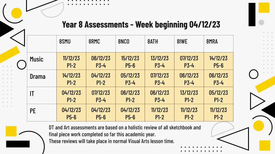 Bonus Pastor Year 7 8 Assessment Timetable 2023 1